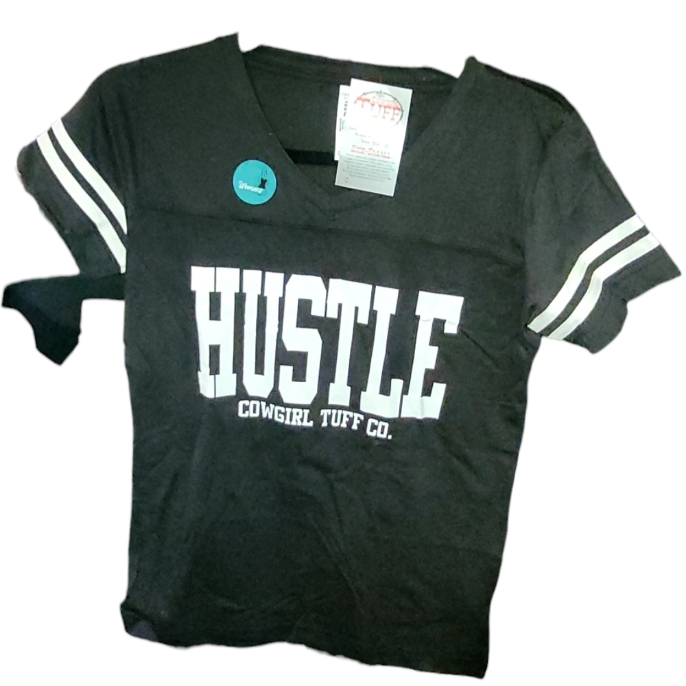 Cowgirl Tuff "HUSTLE" Tee Shirt, Sizes 2 Small, 3 Medium, 3 Large, 100% Cotton